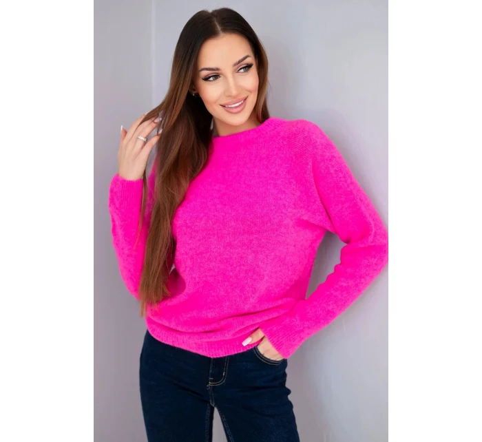 Svetr dámský z baby alpaky 37309 neonově růžový - Kesi