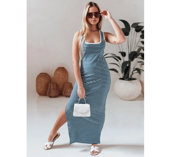 SUMMER LOVE maxi šaty v jedné velikosti modro-bílé FashionStreet EY2612