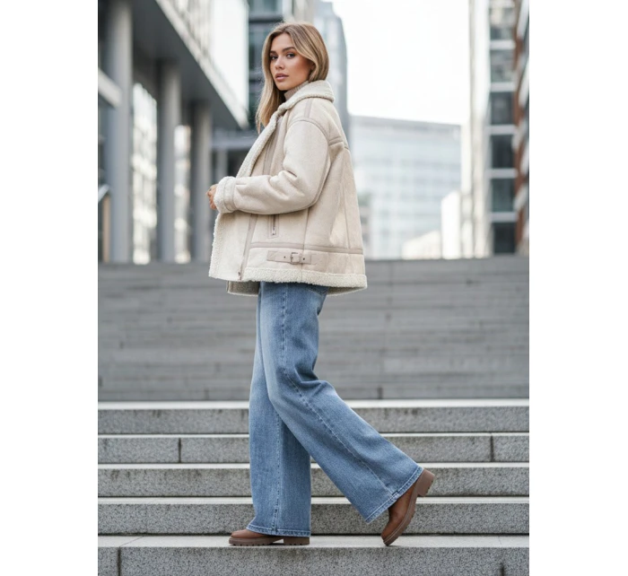 Dámská bunda z ovčí kůže ramones beige Dstreet model 21995333 - FashionStreet