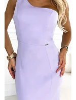 dlouhé šaty s volánem a asymetrickým výstřihem model 21101611 - numoco