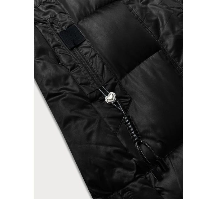 Černá zimní prošívaná plus size bunda s kapucí S'west (B8267-1)