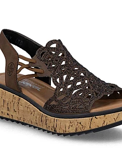 Hnědé dámské sandály na platformě model 22122440 - Rieker