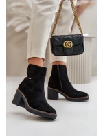 Dámské Botky Na Podpatku Zateplené Eko Semišové Černé model 21669122 - Boto Dámské Botky Na Podpatku Zateplené Eko Semišové Černé model 21669122 - Boto