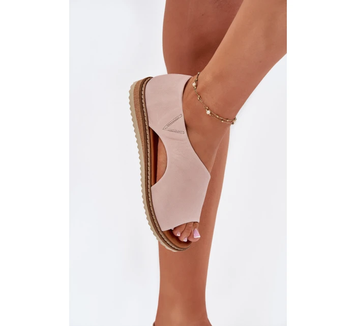 Dámské kožené sandály model 21698423 Světle růžové - Artiker Dámské kožené sandály model 21698423 Světle růžové - Artiker