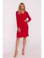 model 21470790 Šaty s výstřihem červené - STYLOVE