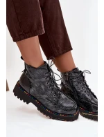 Lakované kožené dámské boty Artiker – šedé Lakované kožené dámské boty Artiker – šedé