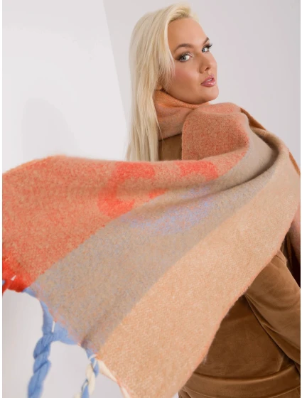 Dámský šál AT SZ model 22007724 Oranžová s modrou mix - FPrice Dámský šál AT SZ model 22007724 Oranžová s modrou mix - FPrice