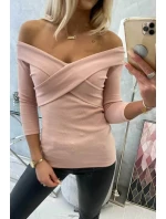 Halenka s výstřihem do V tmavě pudrově růžová Halenka s výstřihem do V tmavě pudrově růžová