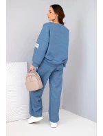 Dámská souprava máslo mikina + džíny melange modrý