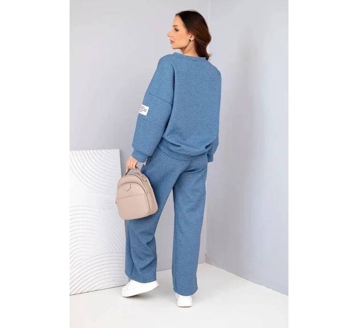 Dámská souprava máslo mikina + džíny melange modrý