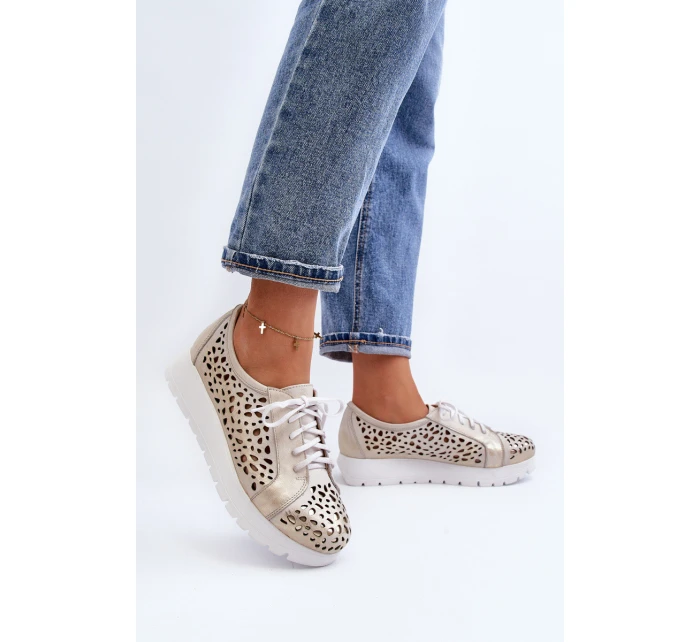 Kožené Polobotky Na Platformě Bežové model 21646202 - Zazoo Kožené Polobotky Na Platformě Bežové model 21646202 - Zazoo