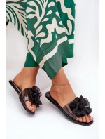 Průhledné Ploché Pantofle Dámské Se Umělou Květinou Černé Vobetta Průhledné Ploché Pantofle Dámské Se Umělou Květinou Černé Vobetta