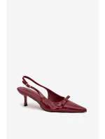 Lakované lodičky na podpatku s mašličkou bordó Olvena