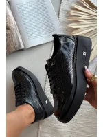 Kožené lakované dámské polobotky na platformě Artiker 57C2041 Černé