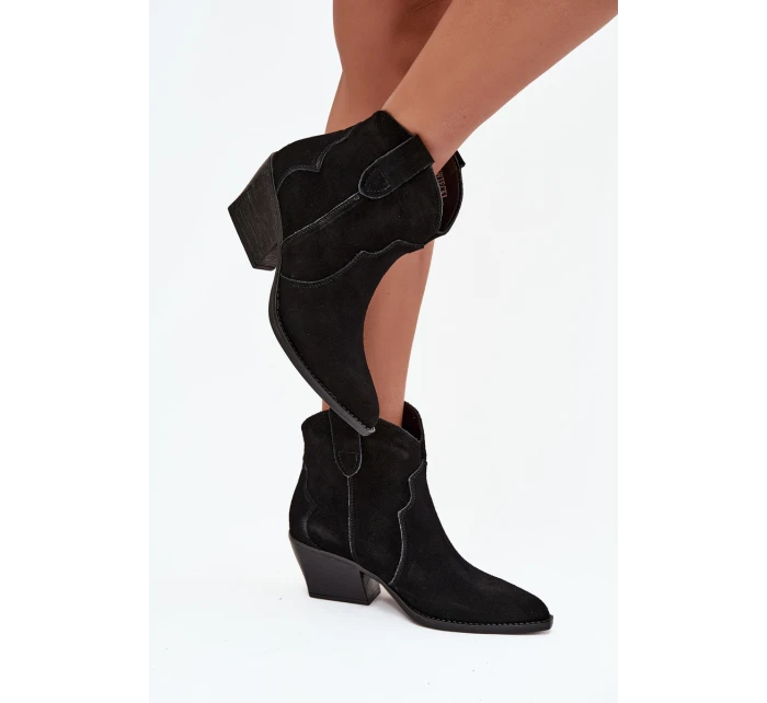 Nazouvací dámské kozačky z přírodního semiše černé model 21713735 - Boto Nazouvací dámské kozačky z přírodního semiše černé model 21713735 - Boto