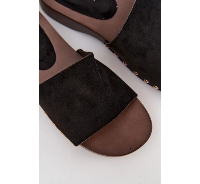 Dámské pantofle se zlatými sponami Černé Ferinna