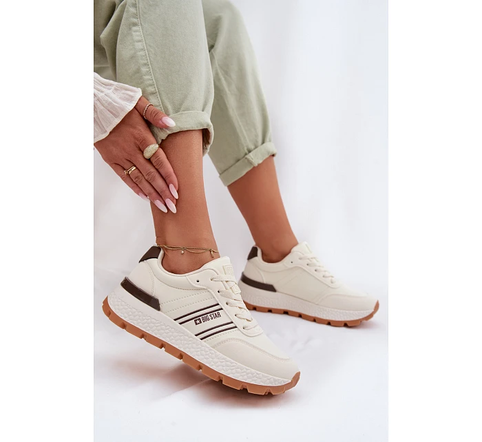 Dámské tenisky na platformě Big Star model 22042715 HiPoly System Béžové - Big Star Shoes