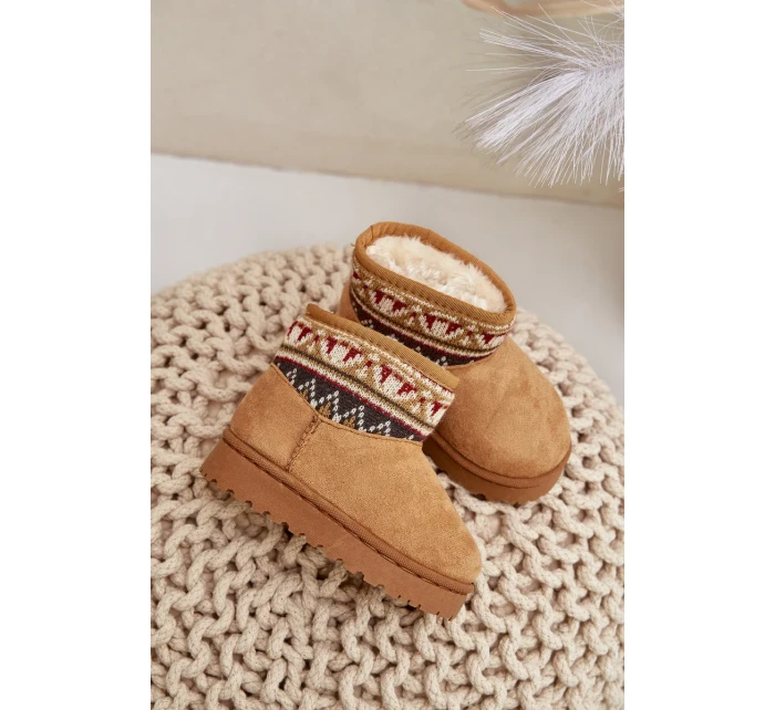 Nazouvací Dětské Sněhule Se Vzorem Vložkou Zateplené Kožíškem Camel Mirirae Nazouvací Dětské Sněhule Se Vzorem Vložkou Zateplené Kožíškem Camel Mirirae