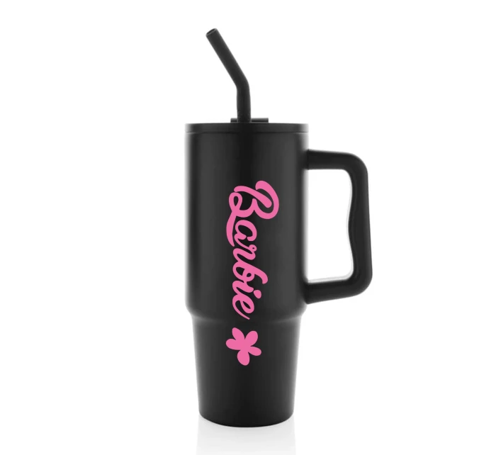 BARBIE - černý cestovní termohrnek 900 ml  