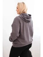 Dámská mikina s kapucí a klokaní kapsou Plus Size z bavlny grafitová