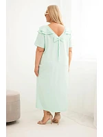 Dámské plus size bavlněné šaty s volánem na ramenou mátová Dámské plus size bavlněné šaty s volánem na ramenou mátová