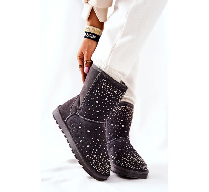 Zateplené sněhule s kamínky Šedá model 21569559 - Boto Zateplené sněhule s kamínky Šedá model 21569559 - Boto