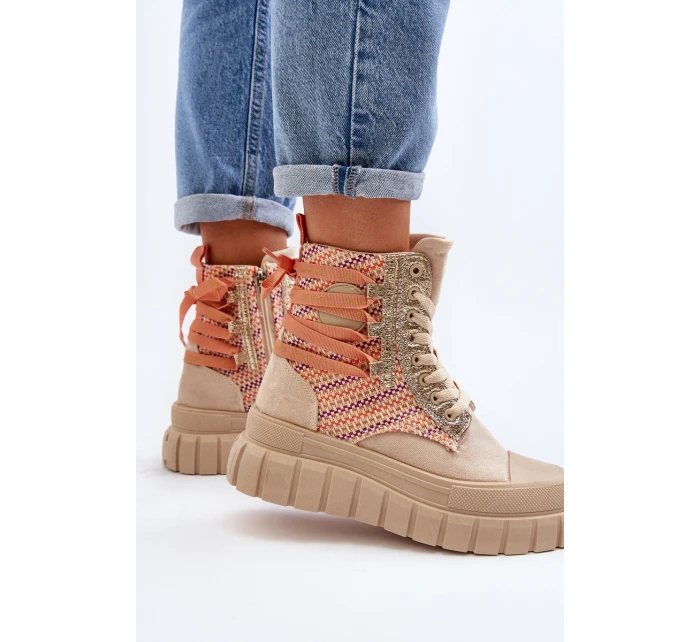 Vysoké Semišové Tenisky Bežové model 21650673 - Boto Vysoké Semišové Tenisky Bežové model 21650673 - Boto