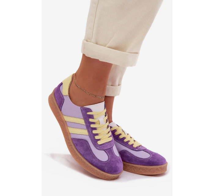 Kožené Dámské Tenisky LR61-7059 Fialové Kožené Dámské Tenisky LR61-7059 Fialové