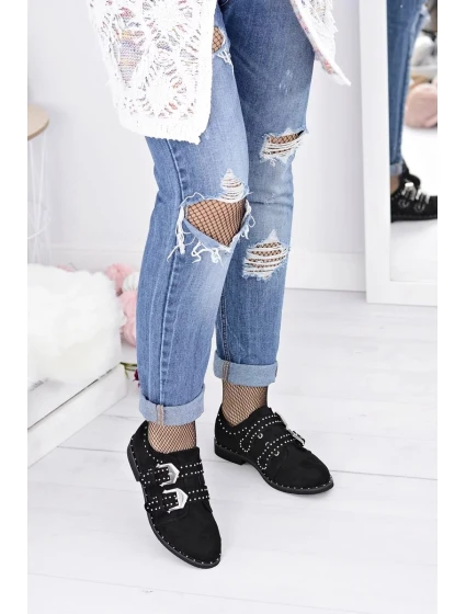 Dámské Polobotky Se Sponami Lu Boo Černé