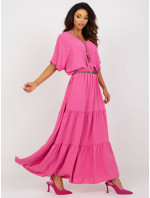 Tmavě růžová letní maxi sukně s volánem