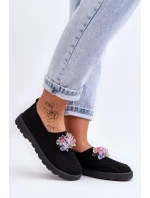 Dámské Slip-on Tenisky s Kameny Černá Simple Dámské Slip-on Tenisky s Kameny Černá Simple