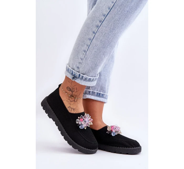 Dámské Slip-on Tenisky s Kameny Černá Simple Dámské Slip-on Tenisky s Kameny Černá Simple