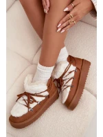 Dámské nízké sněhule na platformě s kožíškem D.Franklin – camel