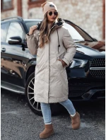 Dámská zimní bunda ELEGANTI dlouhá s kapucí světle šedá FashionStreet TY4657
