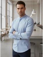 Pánská neformální košile SLIM FIT se stojáčkem modrá FashionStreet DX2616