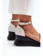 Dámské sandály na platformě a podpatky s květinami Bílé model 21658465 - Boto