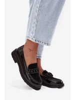 Dámské lakované mokasíny s korálky S.Barski model 21713931 Černé - D&A