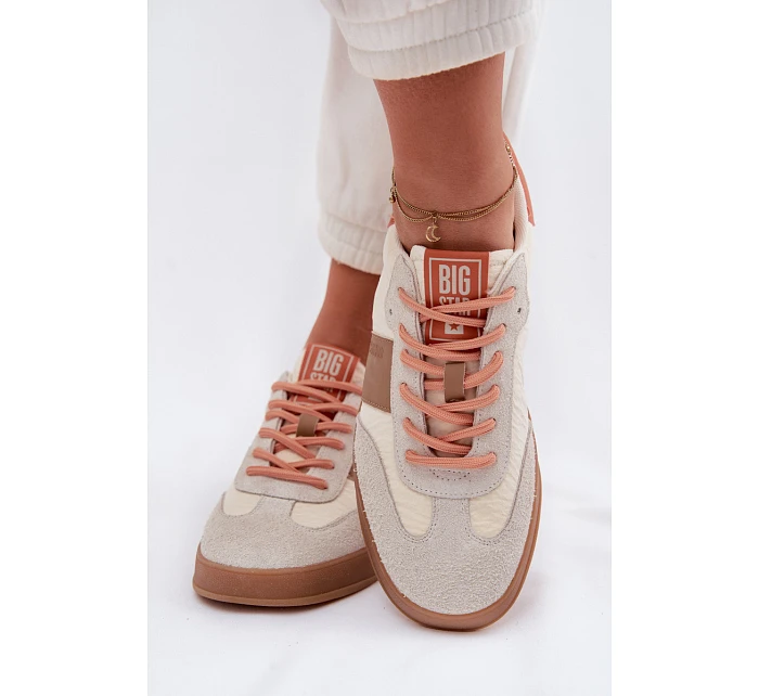 Kožené semišové dámské tenisky Big Star model 22042808 béžové - Big Star Shoes