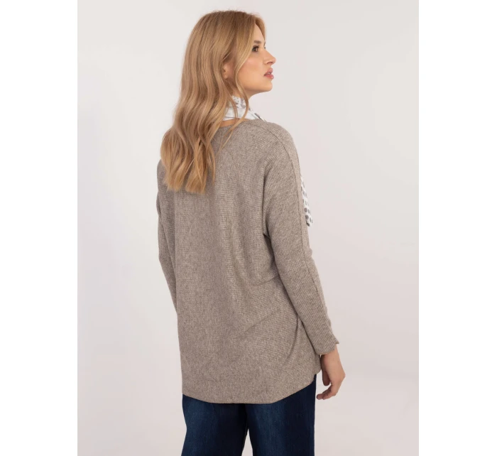 Bluzka DHJ BZ model 20609036 ciemny bezowy - FPrice Bluzka DHJ BZ model 20609036 ciemny bezowy - FPrice