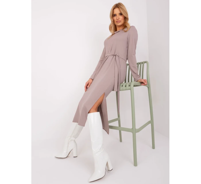 Sukienka LK SK model 19069217 ciemny bezowy - FPrice Sukienka LK SK model 19069217 ciemny bezowy - FPrice
