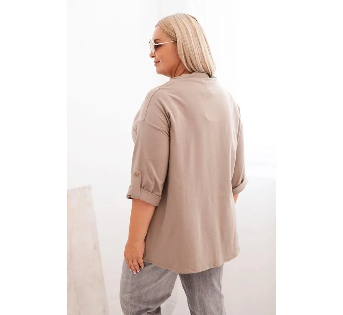 Dámská blůza Plus Size s bavlnou volného střihu s vodním výstřihem fango