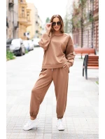 Komplet dámský máslový s volnou mikinou a kalhotami s nápisem LOVE tmavě camelový Komplet dámský máslový s volnou mikinou a kalhotami s nápisem LOVE tmavě camelový