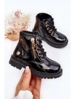 Dětské lakované botky na zip černé model 21641016 - EVENTO