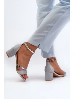 Dámské sandály na nízkém podpatku stříbrné Ploemis