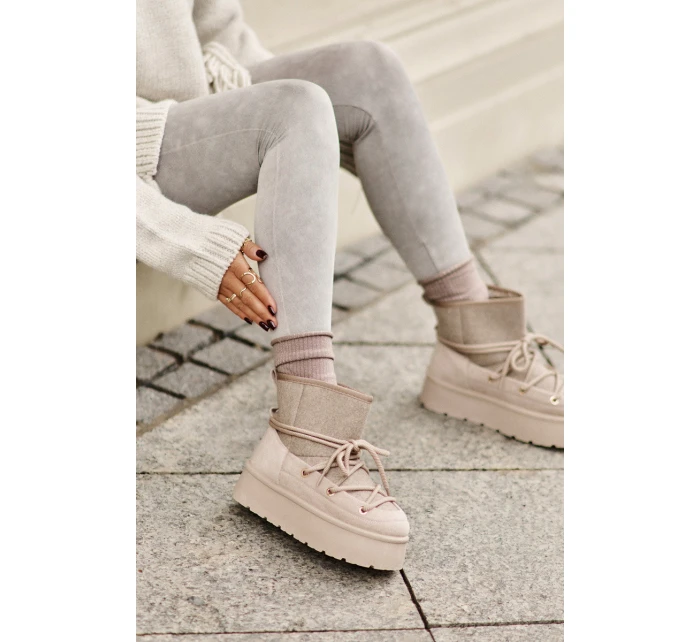 Sněhule S Šněrováním Na Platformě Béžové model 21676666 - Boto Sněhule S Šněrováním Na Platformě Béžové model 21676666 - Boto