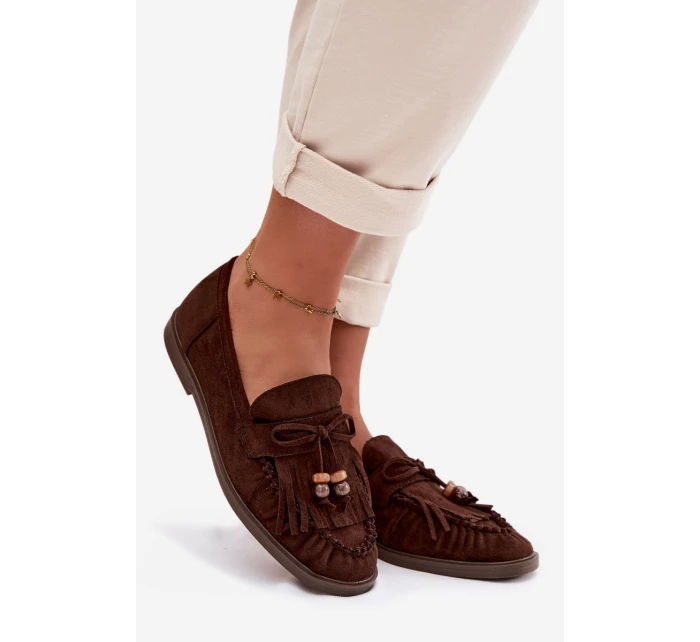 mokasíny s třásněmi a korálky Čokoládové model 21937642 - Boto mokasíny s třásněmi a korálky Čokoládové model 21937642 - Boto