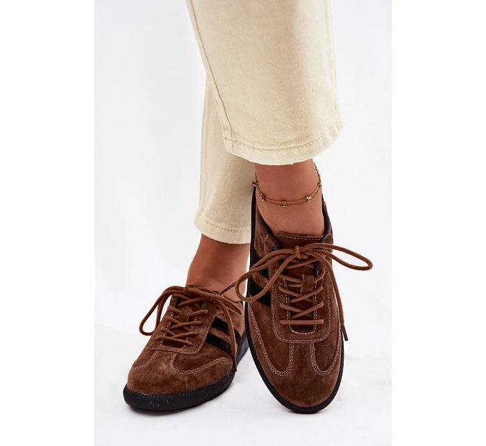Kožené semišové dámské tenisky hnědé model 22100244 - Boto Kožené semišové dámské tenisky hnědé model 22100244 - Boto