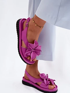 Kožené dámské sandály s ozdobným květinovým Vinceza 66917 Fuchsiová