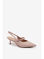 Kožené Lodičky Sandály Na Podpatku S Páskem D&A CR61-3046 Béžové