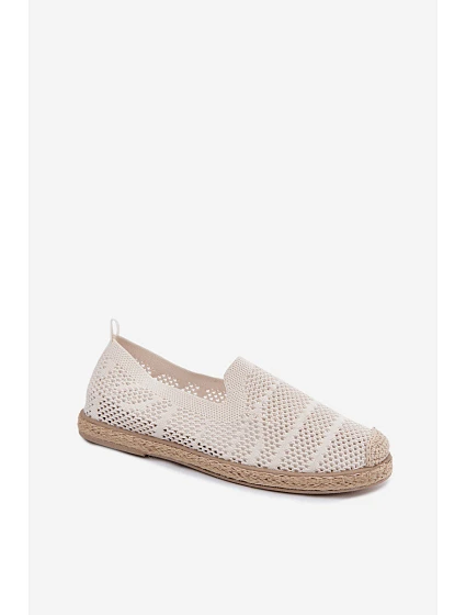 Dámské síťované espadrilles z textilu světle béžové Candessa Dámské síťované espadrilles z textilu světle béžové Candessa